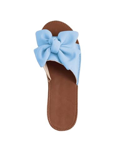 Image of Verdusa Women's Bow Flat Sandals Leather Open Toe Flats Summer Vacation Shoes Beach Sandals Outdoor Slippers