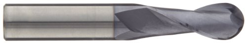 Image of Precision Twist EB3302MV Carbide Ball Nose End Mill, Metric, TiAlN Multilayer Finish, 30 Deg Helix, 2 Flutes, 38mm Overall Length, 2.5mm Cutting Diameter, 3mm Shank Diameter
