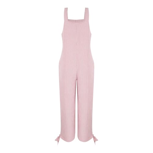 Peto a rayas para mujer HUIFUAO en rosa talla 3XL de pierna ancha con prácticos bolsillos laterales 2