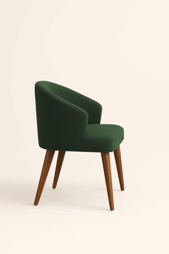 Image of WOODEN SPACE Velvetine Arm Chair for Living Room | Pure Sheesham Wood Legs & Premium Velvet Fabric | Vintage Accent Chair for Home & Office (Green Pack of 6)