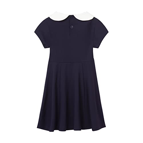 LittleSpring Girls Dresses Peter Pan Collar Long Sleeve Uniform Seam Dress2