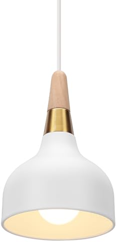 PETITES ECREVISSES Lámpara Colgante Vintage LED Lámpara de Techo Moderna E27 Iluminación de techo Retro en Madera Metal para Dormitorio Salon Cocina (Blanco - 1 pieza)