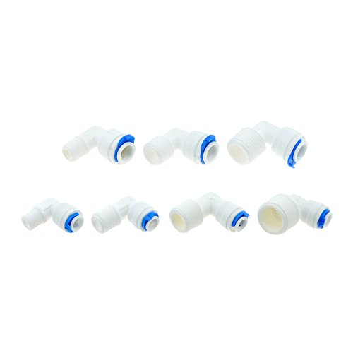 bzcemind Raccordo ad innesto rapido a gomito per acqua RO 1/4 OD Tubo 3/8 BSP maschio sistema di osmosi inversa Connettore per tubo in plastica per tubo da 6,35 mm OD 3/8