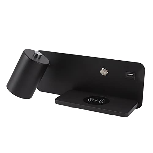 Aplique de pared LED blanco de hierro con puerto USB y diseño moderno ajustable para dormitorio