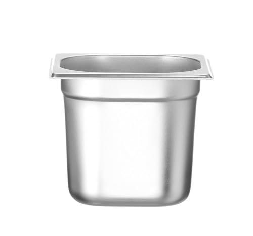HENDI Gastronormbehälter, Temperaturbeständig von -40° bis 300°C, Heissluftöfen-Kühl- und Tiefkühlschränken-Chafing Dishes-Bain Marie, 2,4L, GN 1/6, 176x162x(H)150mm, Edelstahl