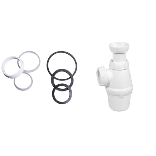 Wirquin lot de 2 : 1 siphon lavabo Ø32 mm + 1 kit de joints multiples siphon Ø32, Ø36, Ø40 mm