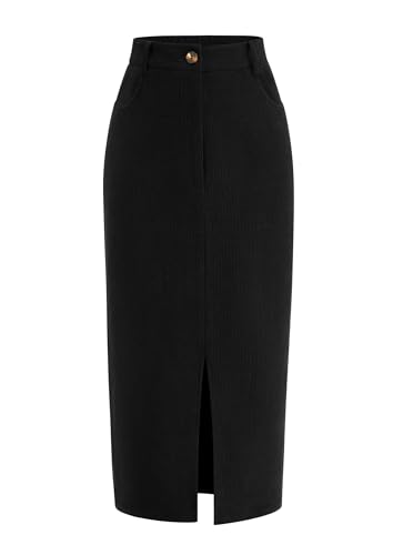 PRETTYGARDEN Corduroy Skirt Women Fall Fashion 2025 High Waisted Pencil Midi Skirts Business Casual Work Office Winter Outfit