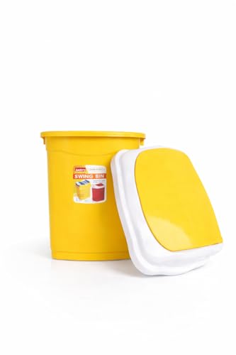 Image of ARISTO Plastic Small Swing Dustbin 9 Ltr (Yellow)