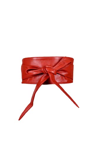 Obi Style Women Waist Belt - Pure Leather Bow Tie Waistband, Handmade Cincher Boho Belt