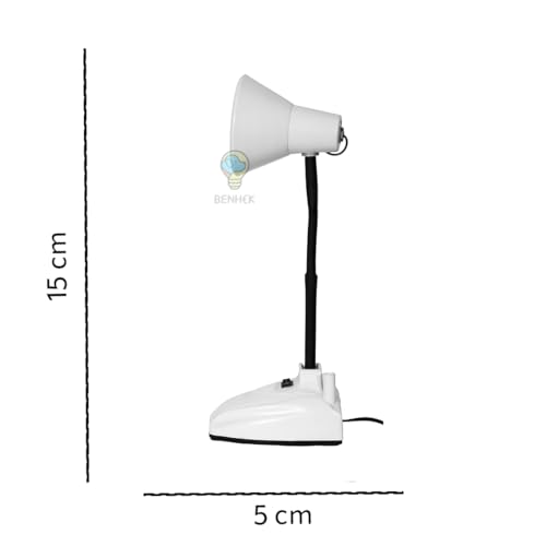 Image of BEHMEK Adjustable LED Study Table Lamp | Metal Desk Light for Reading, Writing, Learning, Work from Home & Office | Flexible Neck Eye Care Lamp for Students (White)