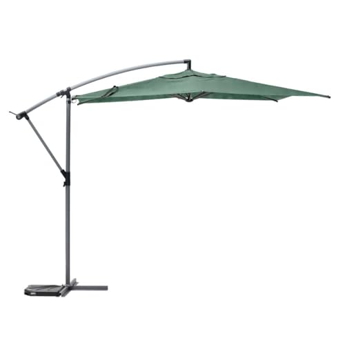Hespéride - Parasol Déporté Rond Manoa Vert & Gris 3 m Acier Anti-rouille Toile Déperlante Amovible Orientable 360° Protection Soleil pour Jardin Terrasse