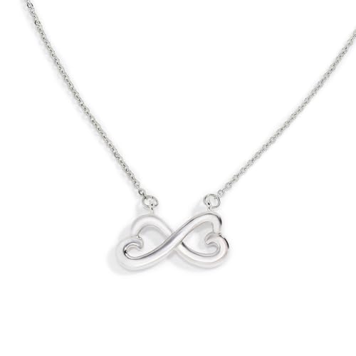 JTV Silver Tone Infinity Heart Pendant Necklace for Women – Tarnish-Resistant Chain – Elegant Jewelry Symbolizing Eternal Love & Friendship – Ideal Gift for Anniversary, or Valentine's Day, (23