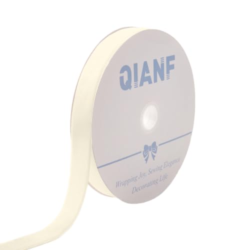 Image of QIANF Beige Velvet Ribbon 1 Inch for Gift Wrapping Christmas Tree Bows