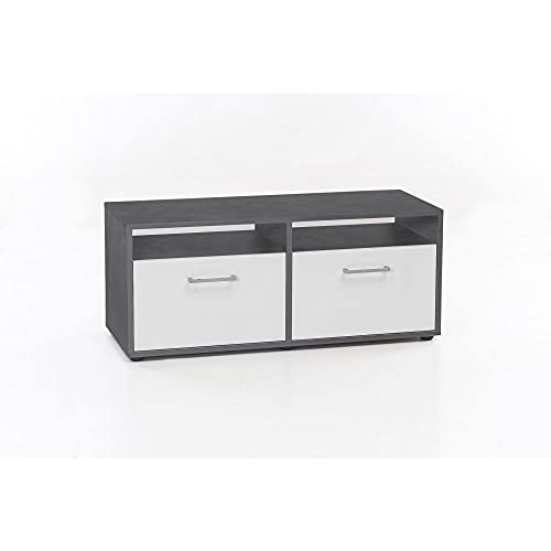 Dynamic24 - Mueble bajo para televisión (95 cm de ancho), color gris y blanco Cover