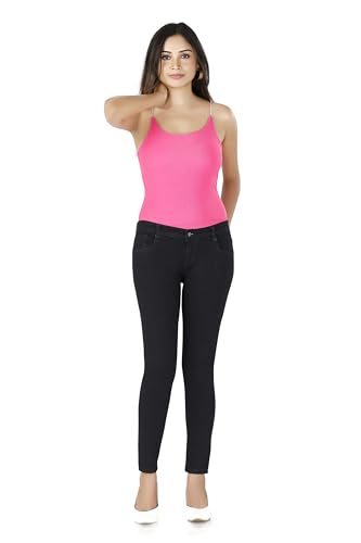 Image of TWGE - Women's Low Rise Skinny Fit Jeans - Single Button, Stretchable Denim Pants - Ankle Length - Stylish Casual Wear