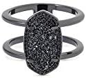 Kendra Scott Elyse Cocktail Ring, Size 7, Fashion Jewelry, Gunmetal-Plated Brass, Black Drusy