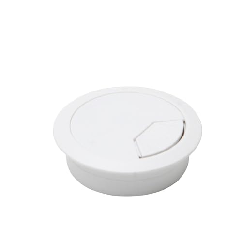 Pasacables Organizador de Cables plástico for Escritorio computadora, 1 a 5 Unidades, Redondo, 50/60/80 mm(White 50mm,1pcs)