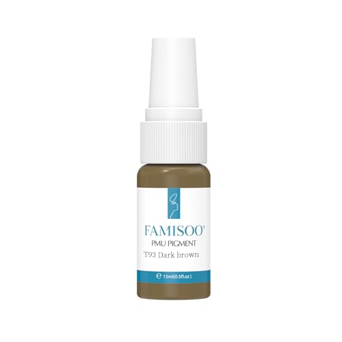FAMISOO Professional Brows Pigment Ink – 15ML (0.5 fl. oz) Long-Lasting Permanent Makeup Microblading & Eyebrows Beauty Tattoo Supplies (T93 Dark Brown Shade)