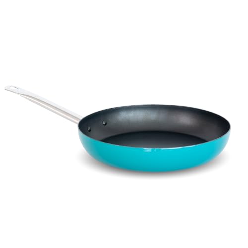 lätt Home Sartén Antiadherente de Acero Vitrificado Turquesa 24 cm. Sartén apta para Inducción, Vitrocerámica, Gas y Horno. Saludable Libre de PFOA. Ahorra hasta 50% Energía.