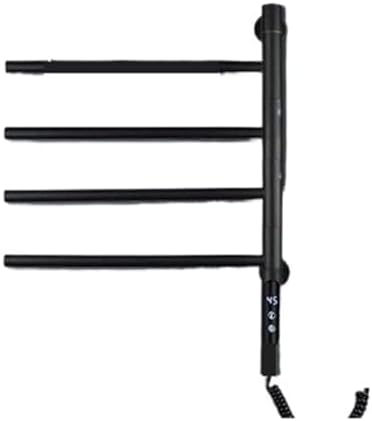 WiFi Electric Towel Rack 180° Rotating Towel Warmers Punch-Free Stainless Steel Heating Dryer Rack Bathroom Accessories (Black Standard 4rods)