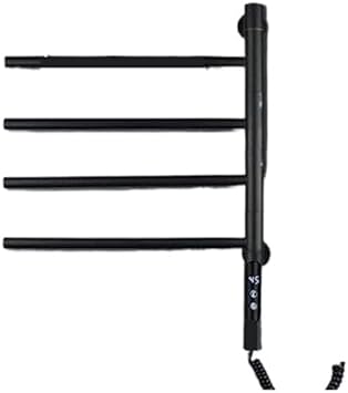 WiFi Electric Towel Rack 180 Rotating Towel Warmers Punch-Free Stainless Steel Heating Dryer Rack Bathroom Accessories Black WiFi 4rods