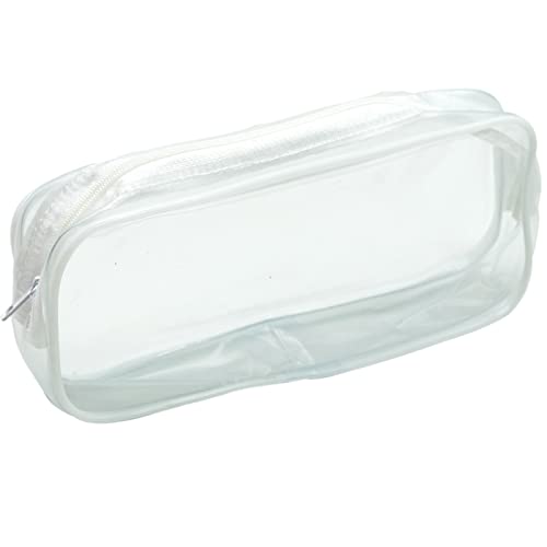 Sac à Crayons Transparent, Trousse de Toilette Transparente, étui à Crayons , étui à Crayons à Fermeture éclair en PVC imperméable Transparent pour Le Stockage de cosmétiques de Papeterie(Blanc) Cover