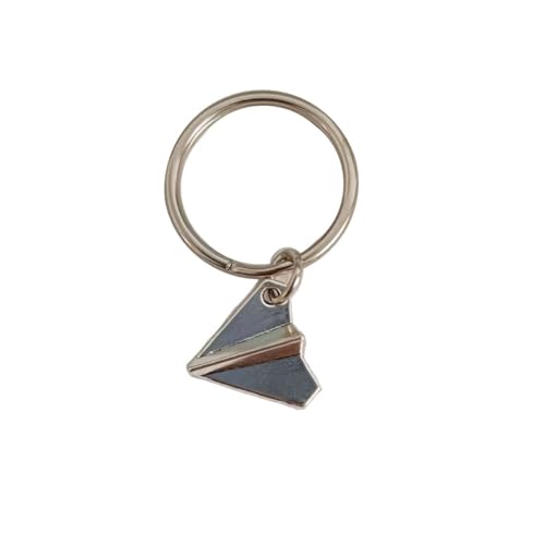 weilove Porta-chaves de avião de papel prateado antigo, prata antiga, 18 x 17 mm, Prata antiga
