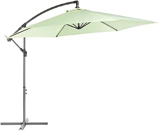 VonHaus Garden Parasol Umbrella Cantilever 3m  Banana Hanging Umbrella with Crank Mechanism  UV30+ Rated  for Outdoor, Garden, Patio  Sage Green