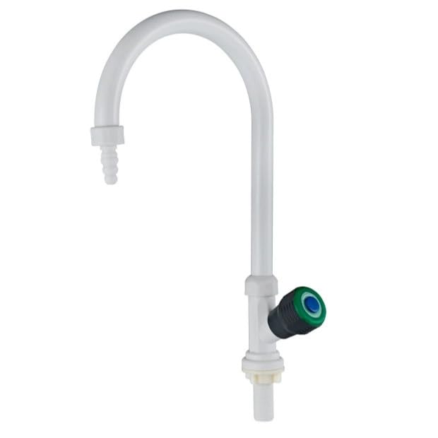 Professionell Einzelauslauf Laborarmatur Schwanenhals-Wasserhahn PP-Material mit seitlichem Griff für Bildungs-Laborarbeitsplatz und Spüle