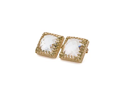 Boucles d'oreilles en cristal de quartz carré bijoux faits à la main pour femmes