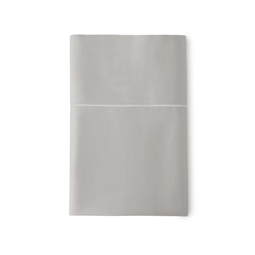 Image of Certified Organic Queen Flat Sheet Only - 100% Organic Cotton Top Sheet with Luxurious Soft and Breathable 300 Thread Count Sateen Weave Finish - GOTS & Fairtrade Certified (Classic Grey, Queen)