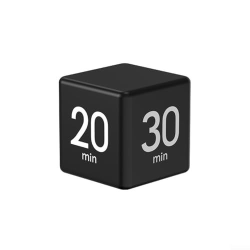 Cube Kitchen Timer with Gravity Sensor 15/20/30/60 Minute Presets ABS Countdown Clock for Cooking Studying Work Games Sports with Adjustable Volume and Digital Display Battery Powered(black)