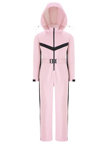Kids Winter Hooded Ski Suits Boy's Girl's Waterproof Snowsuits with Belt One Piece Snowboard Jumpsuits Jacket3
