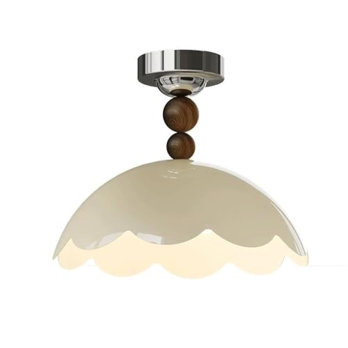 Lámpara de Techo LED de Mediados de Siglo para baño, semiempotrada, Estilo Vintage, Color Crema, para Pasillo, Dormitorio (Mini Bola de Nogal)