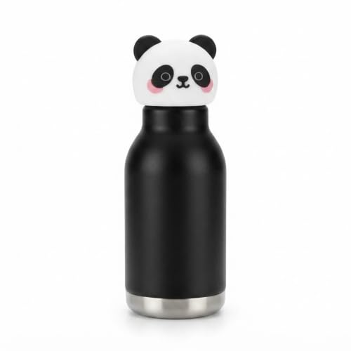 Image of JOUET 400ml Stainless Steel Kids Water Bottle with Cute Panda Lid, Leakproof Drinking Bottle for School, Travel, Sports & Everyday Use