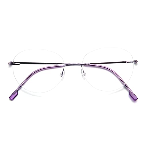 KoKoBin Round Rimless Reading Glasses Super Light Titanium Alloy Reading Aid for Men and Women purple, 1/1.5/2/2.5/3/3.5 - Image 3