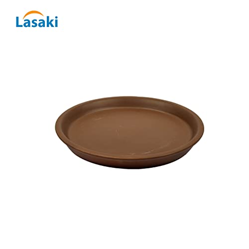 Image of Lasaki Round Ceramic Trays (Plates Saucers) for Pots, planters, Flower, Succulent(Set of 2,Truffle,4 inch) R4(Plants not Included)