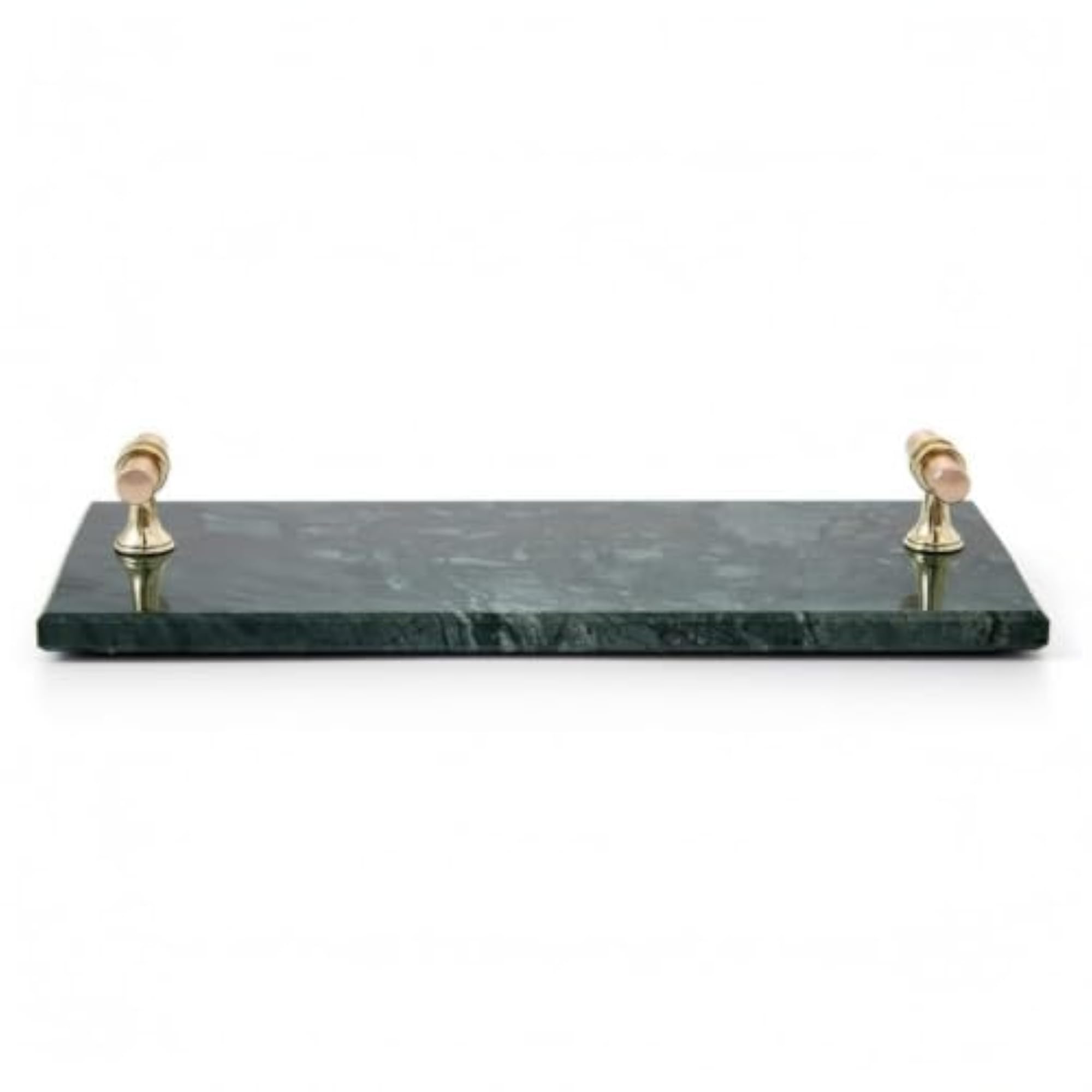 Minimalist Rectangular Marble Tray with Gold Handles