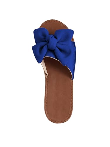 Image of Verdusa Women's Bow Flat Sandals Leather Open Toe Flats Summer Vacation Shoes Beach Sandals Outdoor Slippers