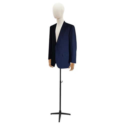GEYOPMID Adjustable Mannequin, Mannequin Body Female Dress Form Linen Fabric Manikin Torso with Detachable Head Adjustable Height Metal Stand, Two Wooden Hands