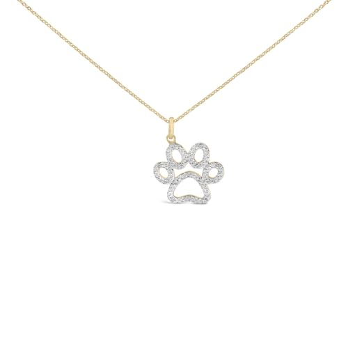 Haus of Brilliance Gold Vermeil Diamond Accent Pet Paw Pendant Necklace