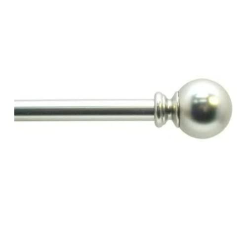 5/8-Inch Round Metal Curtain Rod, 84 to 120-Inch Adjustable Width (Satin Nickel with Ball Finials)