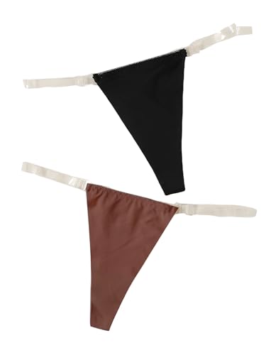 Image of GORGLITTER Women's 2 Piece No Show Underwear G String Thongs Clear Strap Invisible Seamless See Through Underwear Panties