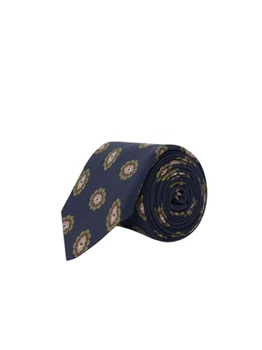 SILBON Corbata Medallon Azul Marino Para Hombre