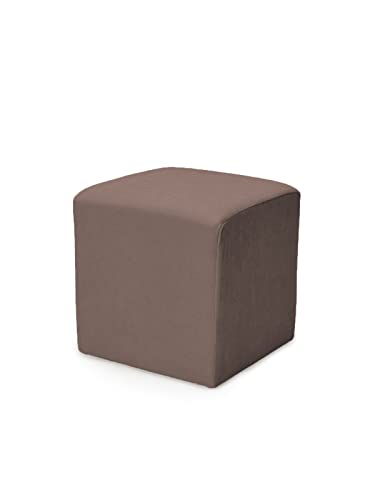 Sillonea- Puff/Otomano Cubo Moderno con Forma Cuadrada. Reposapiés para acompañar a tu sillón. Medidas: 40x40x41 cm en Tela Antimanchas en Marrón. ¡Complementa a tu sillón! Cover