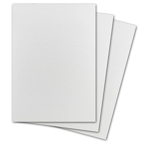 A4 Sheets - Cards - Individual cards - White - 297 x 210 mm - 250 g/m² - 190 g/m² - Hammered Matt Linen 50 Pieces Weiß - gehämmert