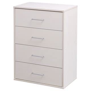 Iris Ohyama, Chiffonier, Buffet, Armoire de chambre, Meuble de rangement, Commode, 4 tiroirs avec poignées ergonomiques, Robuste, Chambre, Salon - Chest of Drawer - CCT-9060 - Chêne Blanc
