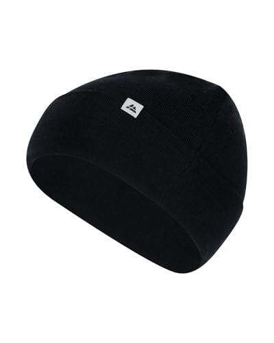 DANISH ENDURANCE Merino Laufmütze Herren & Damen, Sportmütze, Merinowolle Mütze, Wintermütze, Fahrrad Beanie, Atmungsaktiv & Warm, Unisex, Schwarz, Einheitsgröße