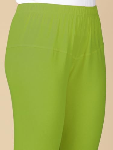 Image of Lux Cozi PYNK Solid Premium Cotton Lycra Churidar Leggings for Women | Regular Fit Elastic Waist Full Length Women Leggings | Free Size