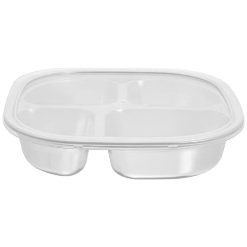 HOLIDYOYO 304 Stainless Steel Divided Plate Lunch Box Lid Food Serving Tray for Camping